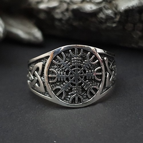 Viking compass ring silver - compass,