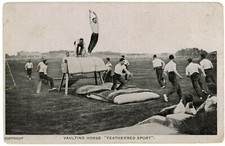 Vaulting Horse Featherbed Sport Postcard, Men Old School Gymnastics Postcard