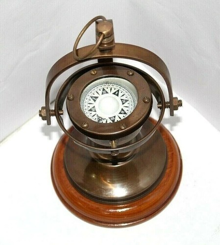 Brass nautical ship compass - nautical,