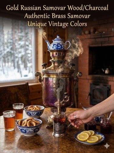 Gold russian samovar - russian,