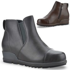 Womens Mid Wedge Hidden Heel Zip Up Booties Chelsea Ankle Biker Boots Shoes Size