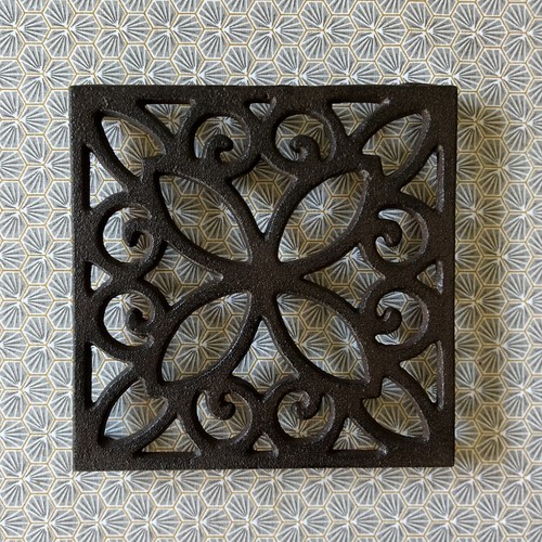 Cast iron square shaped trivet - cast,