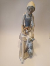 casades porcelain girl figurine with dogs made in spain 28cm height