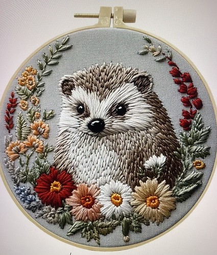 Embroidery kit hedgehog - kit,