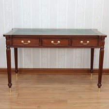 Mahogany Writing Desk | 3 Drawers | Inlaid Brown Leather Top NEW DSK014B