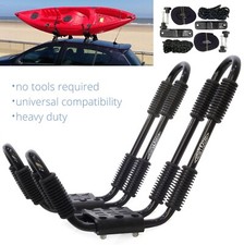 Fixed Kayak Canoe Roof Rack Double Twin J Bars Carrier Cradle and Straps 