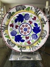 Staffordshire Stick Spatter Rare Rabbitware Rabbits And Frogs Plate c1900