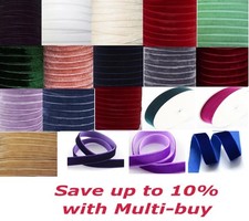 Velvet Ribbon 10mm or 25mm Width - Choose Colour and Length - UK Seller