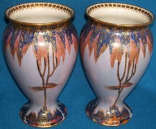 PAIR CARLTON WARE VASES TREE