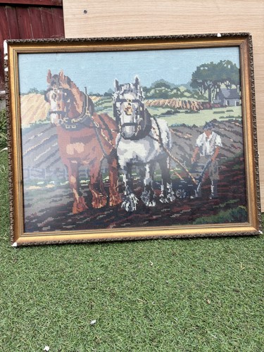 Vintage framed tapestry - vintage,