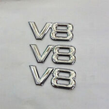 3x Silver V8 Chrome Small