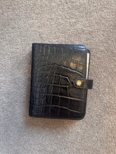 Mulberry Croc Leather Pocket Organiser Filofax Notebook Agenda Black 