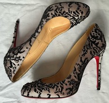 Christian Louboutin FiFi Lace & Strass Stiletto Heels Rare! Size 40 / UK 7