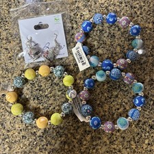 Viva Beads Clay Beaded Bracelet (3) Earrings (1) Set Candy Apple Turtle Envy Lot