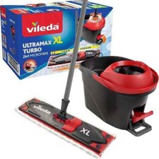 Vileda Ultramax Turbo XL Flat Mop Bucket Handle Rotating Head Microfibre Set UK