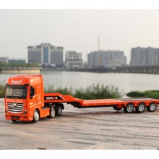 Flatbed Semi Truck Toy Trailer Transporter Diecast Toy Car for Boys Orange