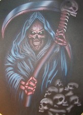 DEATH SCYTHE SKELETON SKULLS ZOMBIES Step by Step Airbrush Stencil Template 