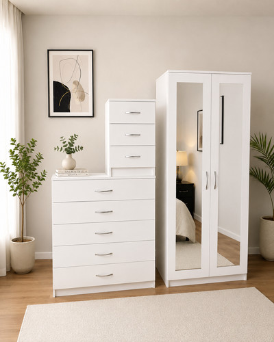 Ready assembled white wardrobe - white,