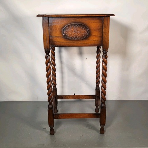 Antique oak side table with - oak,