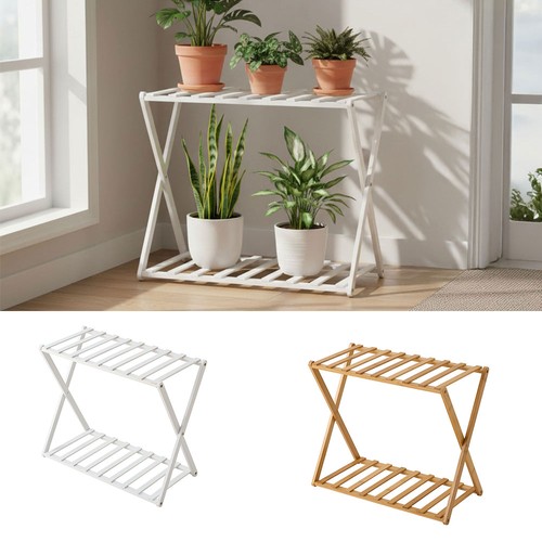 Bamboo plant stand shelf - stand,