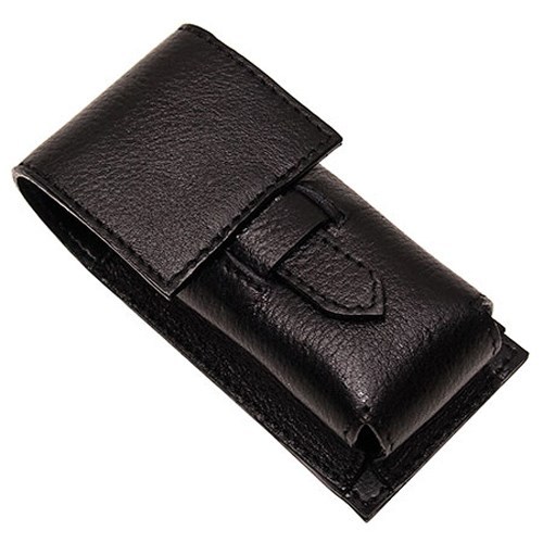 Leather shave brush case - leather,
