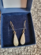 375 Gold Tear Drop  Pierced Earings with Swarovski Stones. Used .From H Samuel P