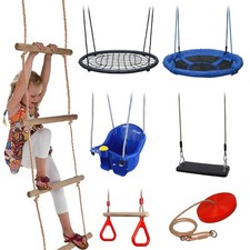 Garden Outdoor Swings Climbing Rope Ladder Wooden Frame Wall Trapeze Safety