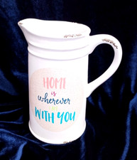 Ceramic Water Jug Pitcher ~ Flower Vase - Home Is Where You Are Vintage Enamels