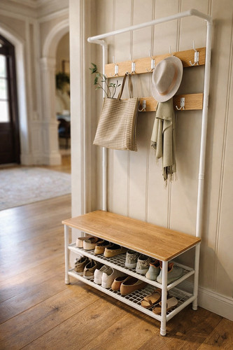 Coat rack bench shoe - bench, storage