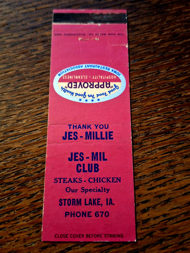 Vintage matchbook jes mil - vintage, jes-mil