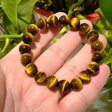 Yellow Tiger Eye Stretch Bracelet - 10mm Beads - Natural Stone - Energy - 0.98oz