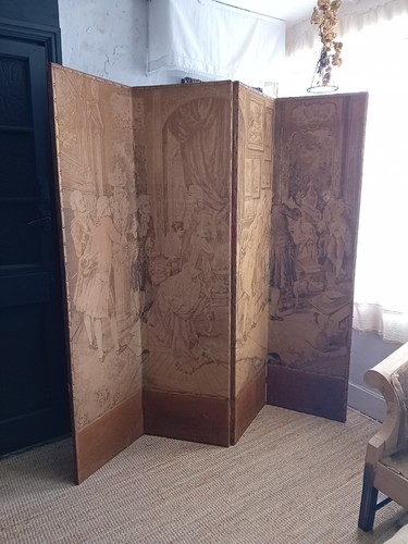 Antique tapestry screen 18th - tapestry,