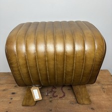 Leather Pommel Horse Footstool- Genuine Brown Leather Footrest - Rustic Stool