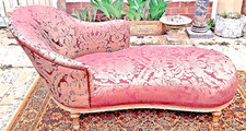 NEWLY UPHOLSTERED Antique French Chaise Longue-GreatCondition-Free Delivery