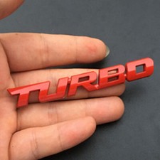 Red 3D Metal TURBO Logo Car