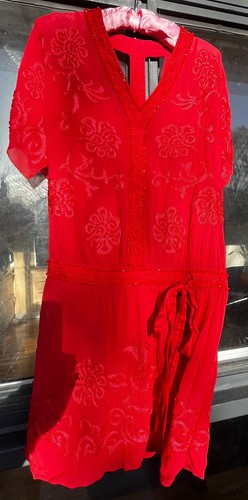 Karen millen coral beaded silk - coral,