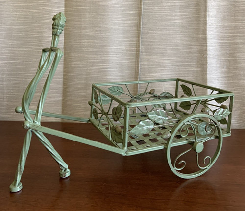 Vintage rustic metal planter - vintage,