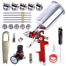 HVLP Spray Paint Gun Automotive Gravity Feed Paint Gun Kit with 5 Nozzles1.4m...