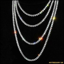 Tennis Chain | Cubic Zirconia Stones Iced Out Silver Necklace 5mm 18" - 30"