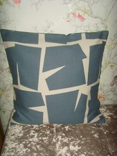 NEW MADE IN SCION ABSTRACT MOQUI BLUE BEIGE   CUSHION COVER for 16in pad