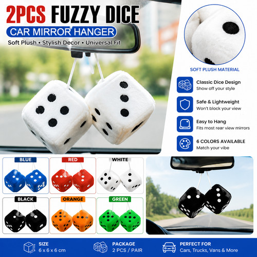 2pcs fuzzy dice - 2pcs, mirror