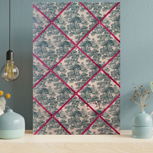 Teal toile jouy fabric - toile, de