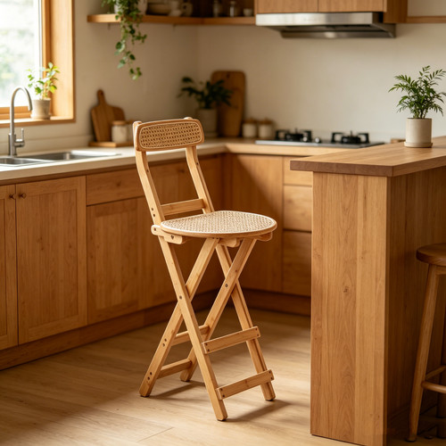 Folding bar stool - stool, bamboo