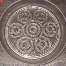 Soga Japan Glass Crystal Platter Frosted Glass New With Original Sticker Vintage