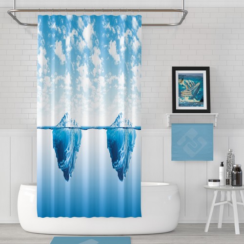 Bathroom fabric shower curtain - bathroom,