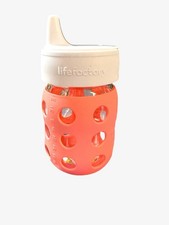 Lifefactory 8oz Glass Baby Bottle Hard Sippy Spout Canteloupe