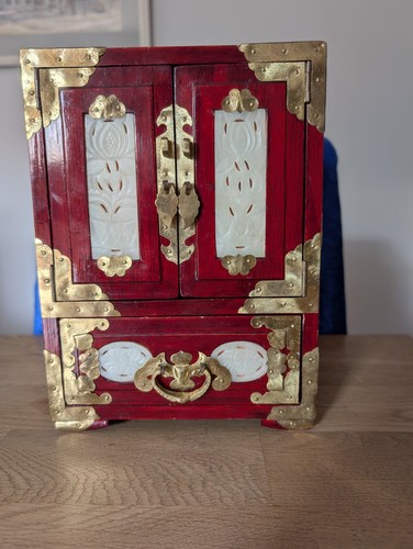 Vintage chinese red - wood, brass