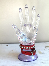 17 in Classic Vintage 50s Dog Collar Red Leather Silver Tone Dome Studded Buckle