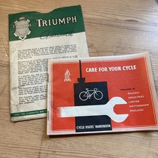 1960 Triumph Bicycle Users’ Handbook to PJ Comtall of St Albans 