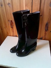 Briers Black Fashion High Heel ZIP Ladies Wellington Boots Size 5 Euro 38 B2285